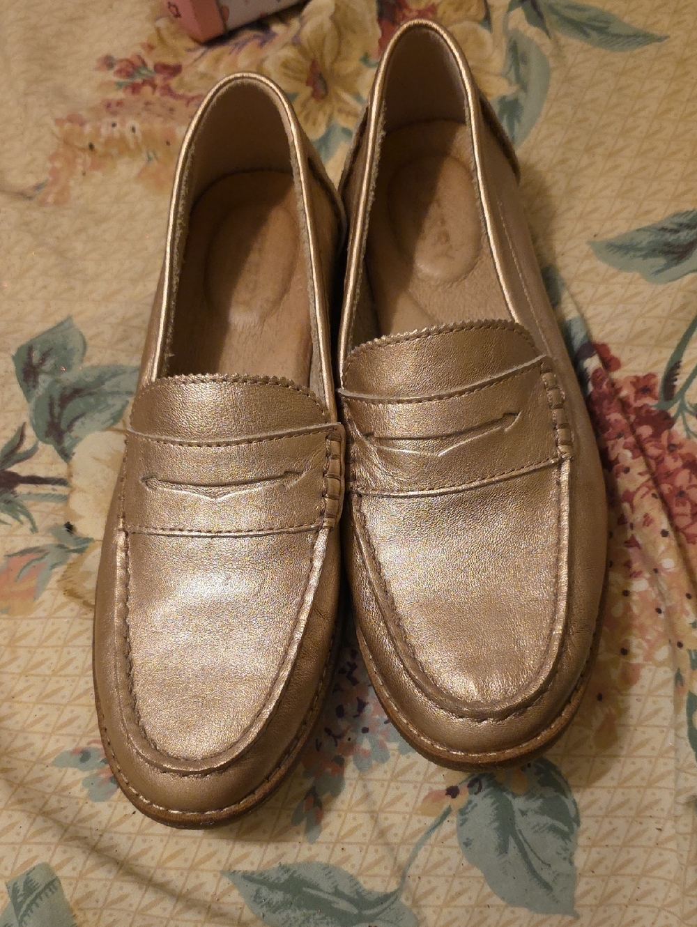 Sperry Metallic Gold Penny Loafers